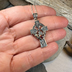 Irish Love Shamrock Claddagh Cross Necklace