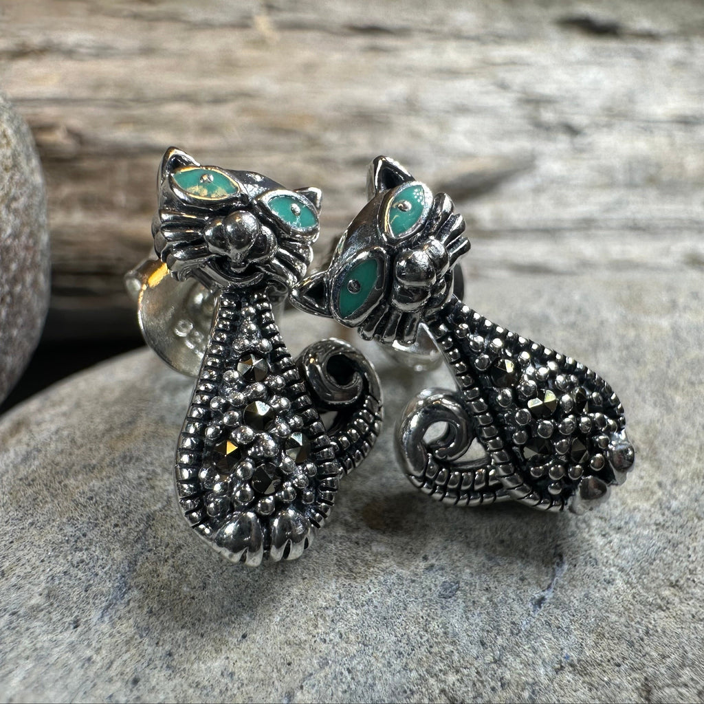 Curious Cat Stud Earrings