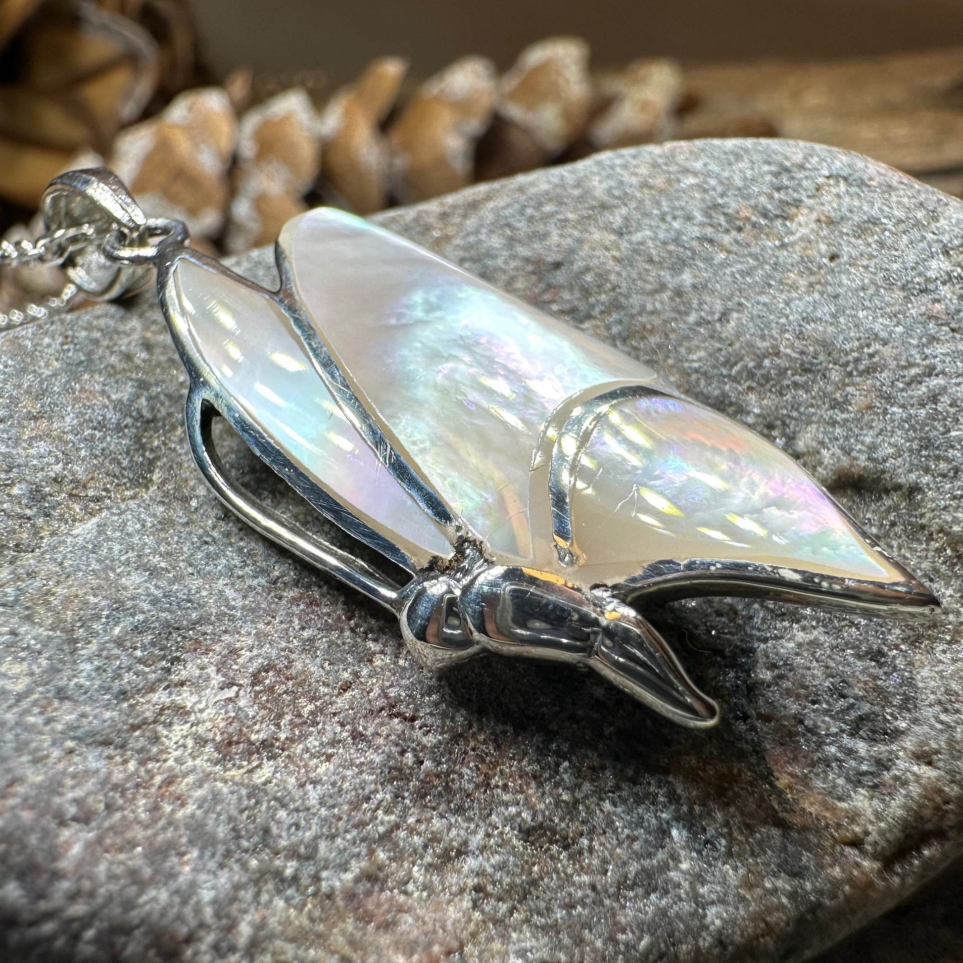 Sara Butterfly Necklace - blue abalone shell