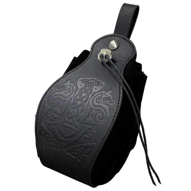 Beautiful 5-Piece Leather DND Dice Tray & Drawstring Pouch Set for RPG Games. A Perfect Gift for Gamers.