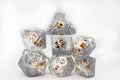 Skull and Silver Glitter RPG Dice Set - 