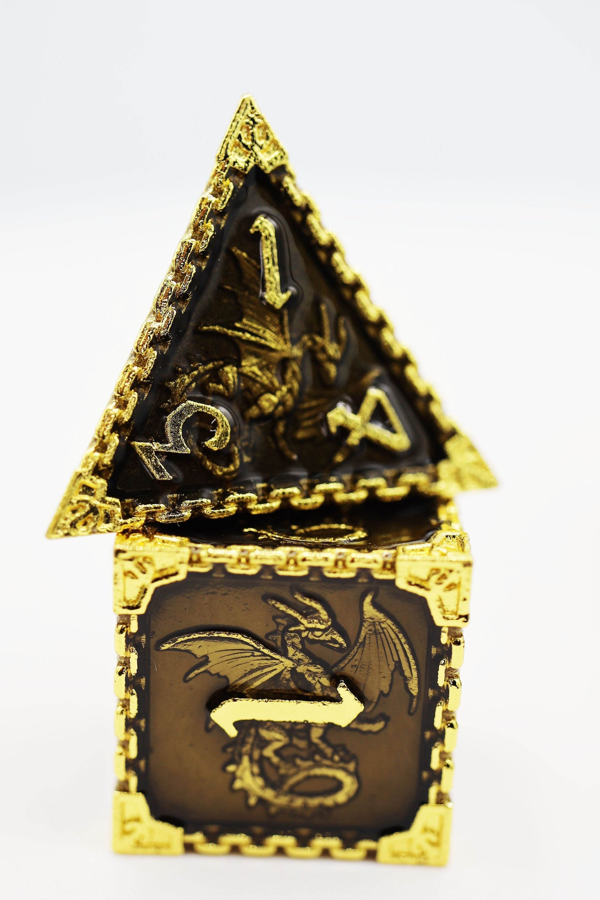 Chained Dragon: Gold Void - Metal RPG Dice Set - 
