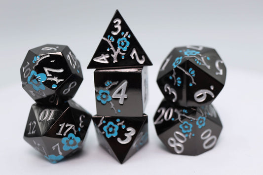 Metallic Bouquet: Dark Blue Pimpernel - Metal RPG Dice Set - 