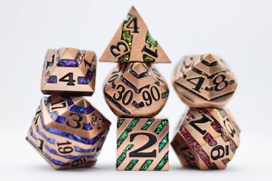Into the Mines: Copper with Rainbow Mica - Metal RPG Dice Set - 