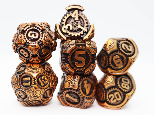 Airship Gears: Drifting Dirigible - Metal RPG Dice Set - 