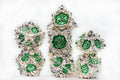Floral Starburst: Frozen Fern - Metal RPG Dice Set - 