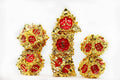 Floral Starburst: Ruby Rose - Metal RPG Dice Set - 