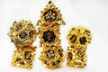 Floral Starburst: Blackout Viola - Metal RPG Dice Set - 