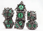 Floral Starburst: Midnight Forest - Metal RPG Dice Set - 