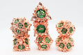 Floral Starburst: Emerald Caladium - Metal RPG Dice Set - 