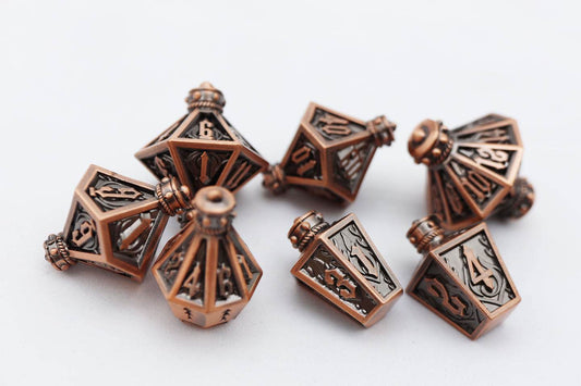 Moonlit Lantern: Coppered Flames - Metal RPG Dice Set - 