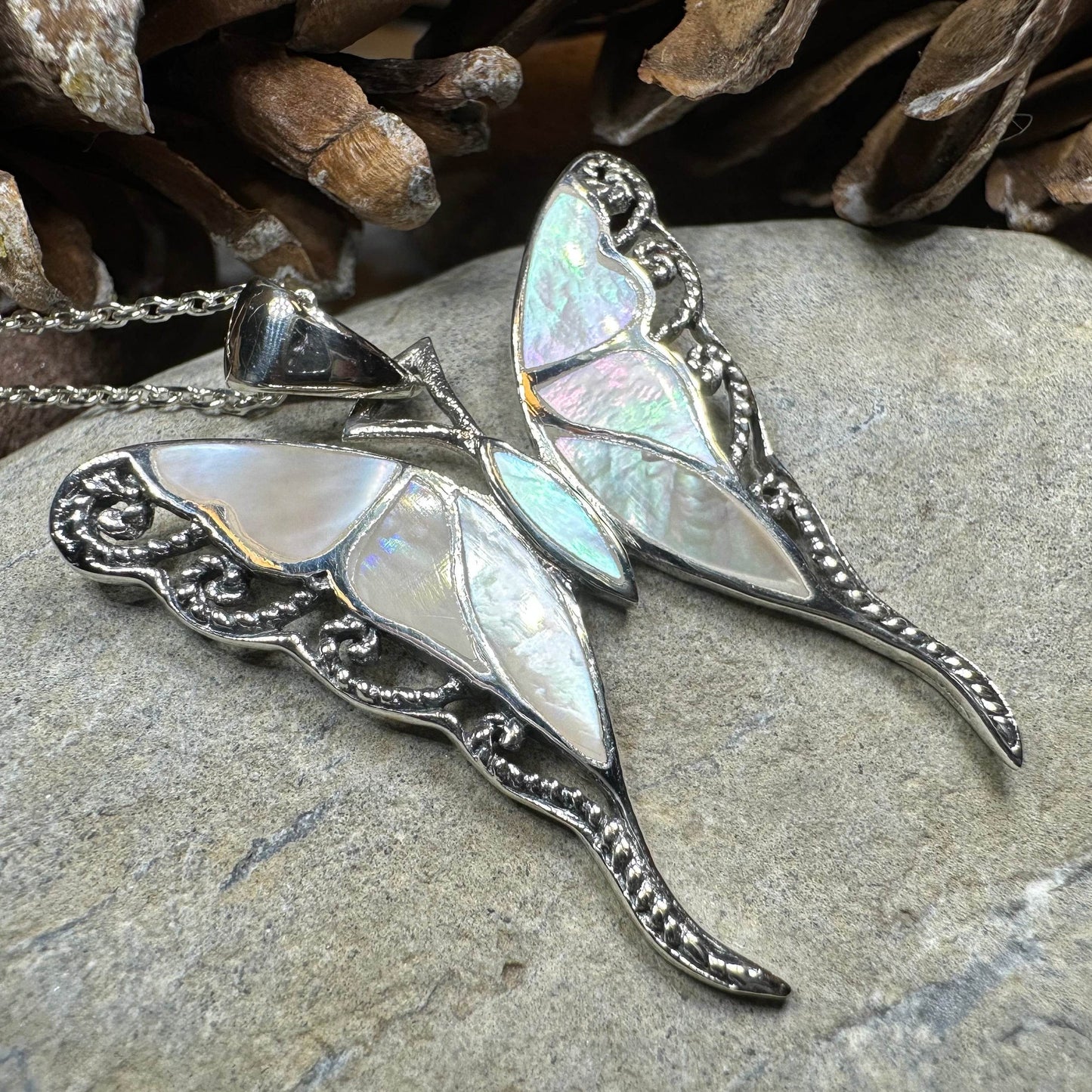 Whitney Butterfly Necklace - blue abalone shell