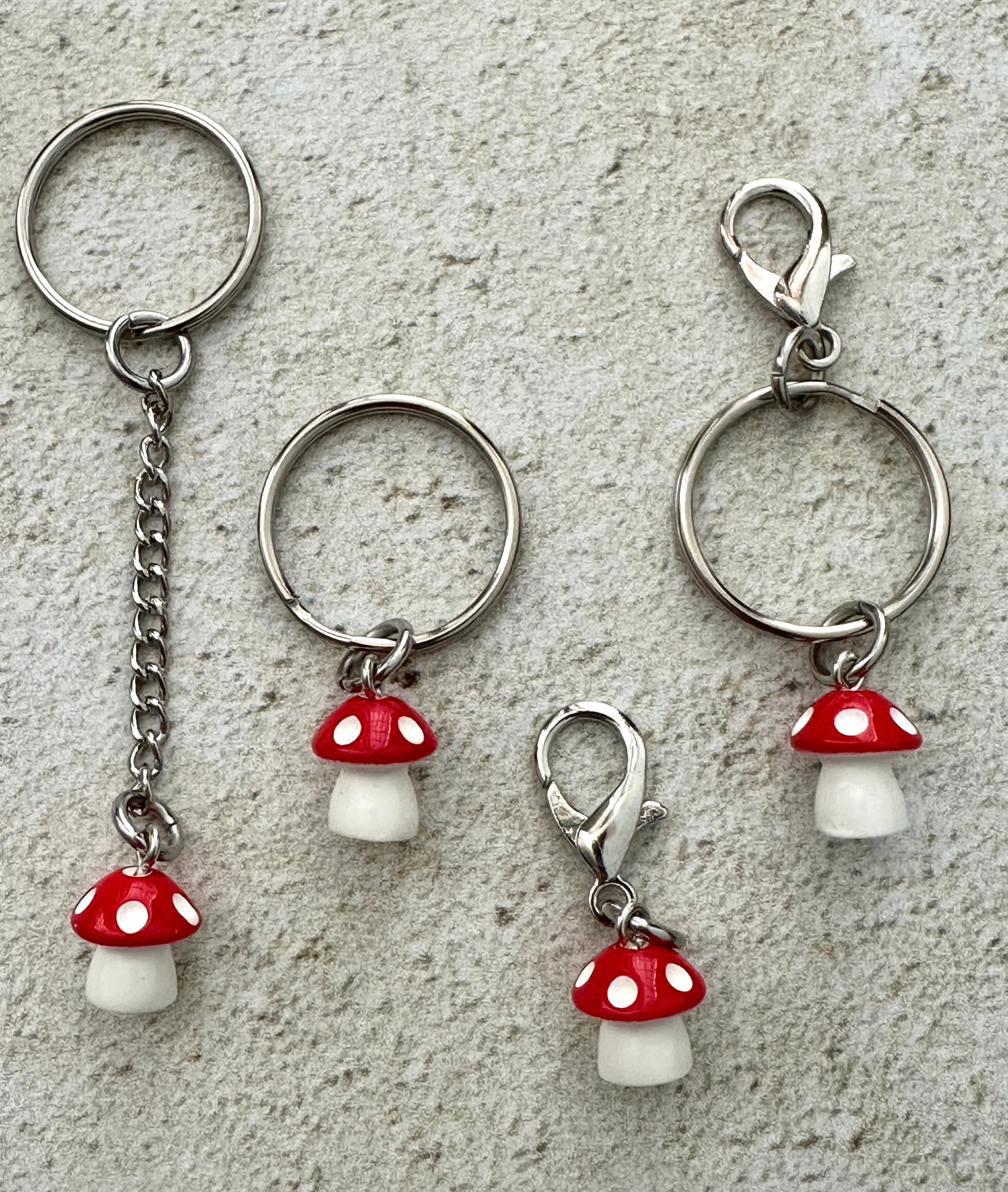 Red Mushroom Cottagecore Zipper Pull Bag Charm Keychain