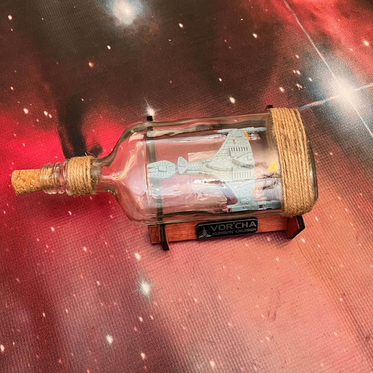 Star Trek Klingon Vorcha Cruiser Starship in a Bottle - 