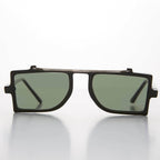 Grunge Safety Flat Lens Steampunk Vintage Sunglass - Flash - Black / Green Lens