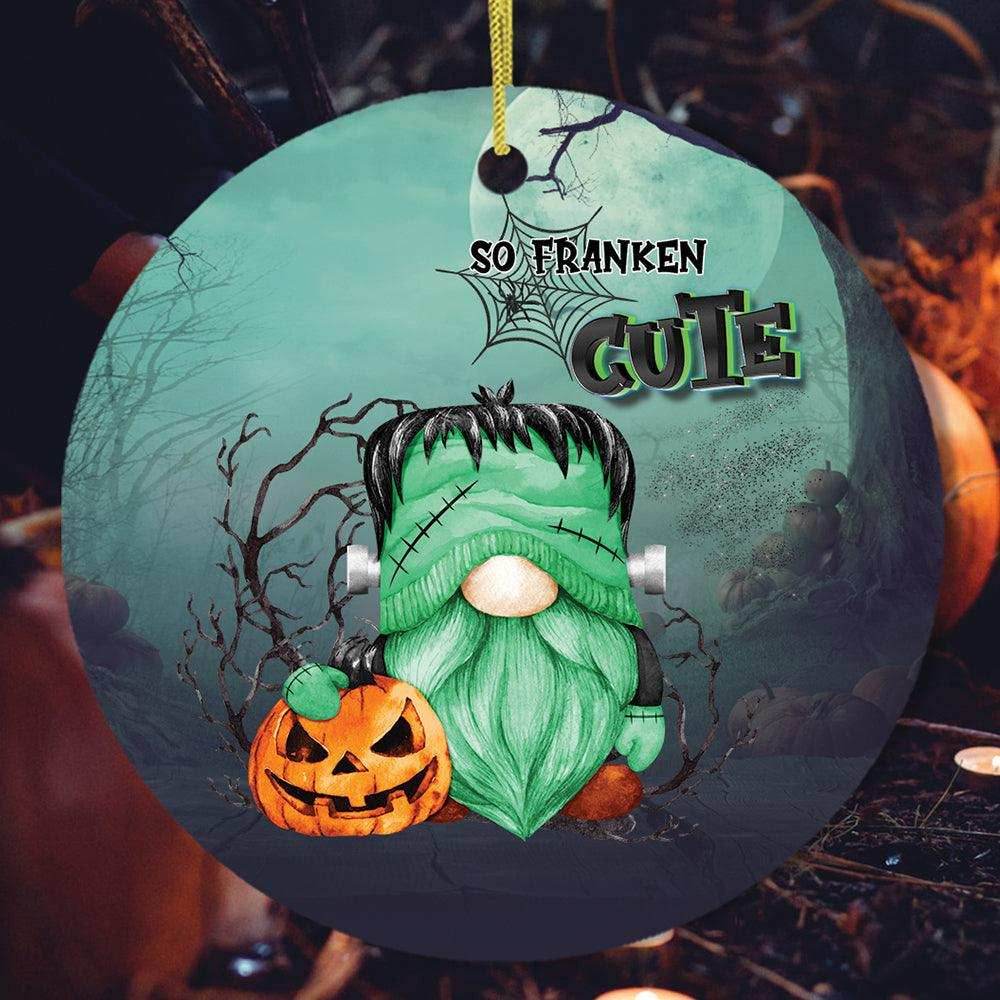 Frankenstein Gnome Halloween Theme Ornament - Circle