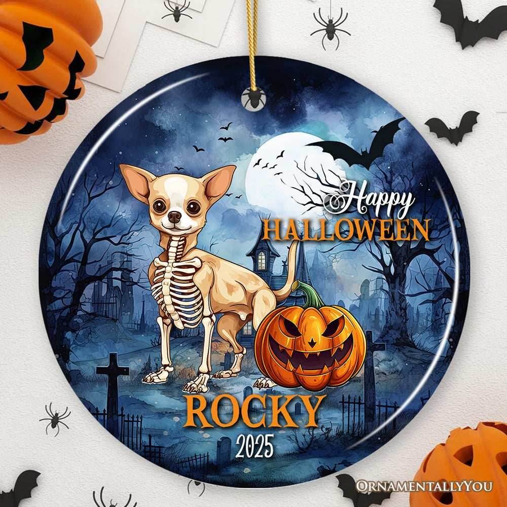Unique Halloween Skeleton Dog Personalized Ornament, Spooky Season Breed Pet Home Decor - 