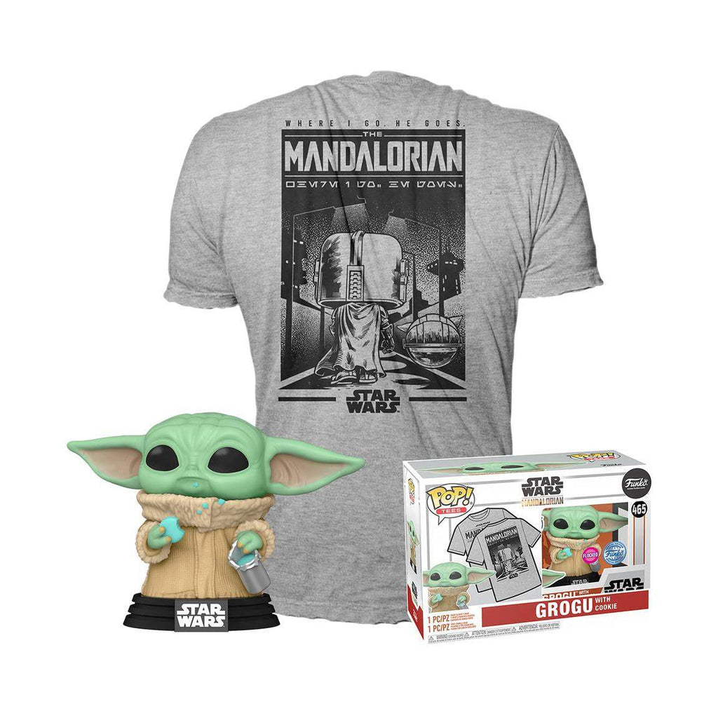 Funko Pop! & Tee Star Wars: The Mandalorian - Grogu with Cookie and Unisex T-Shirt Exclusive - S