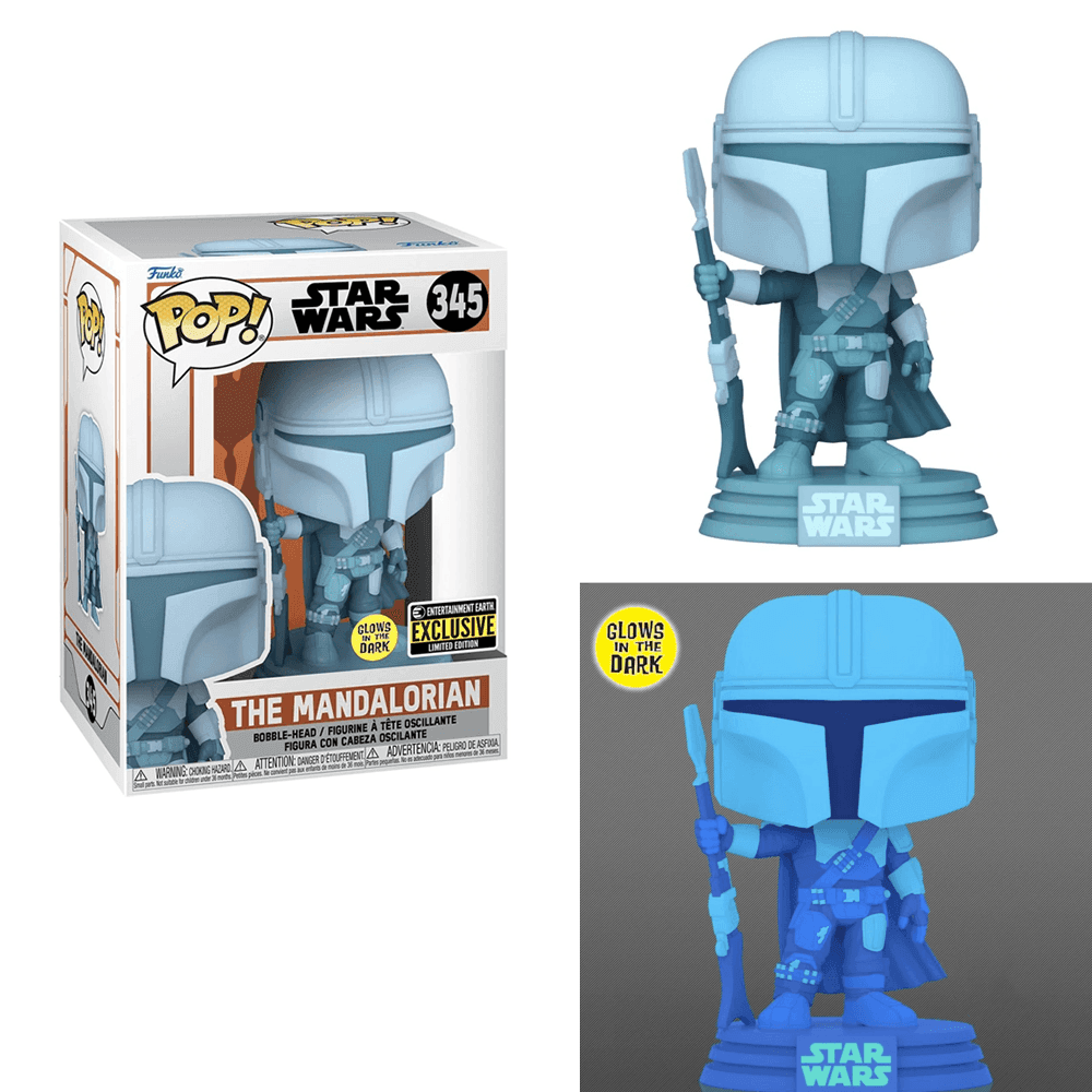 Funko POP! The Mandalorian - The Mandalorian Hologram (Glow in the Dark) Vinyl Figure #345 Entertainment Earth Exclusive - 