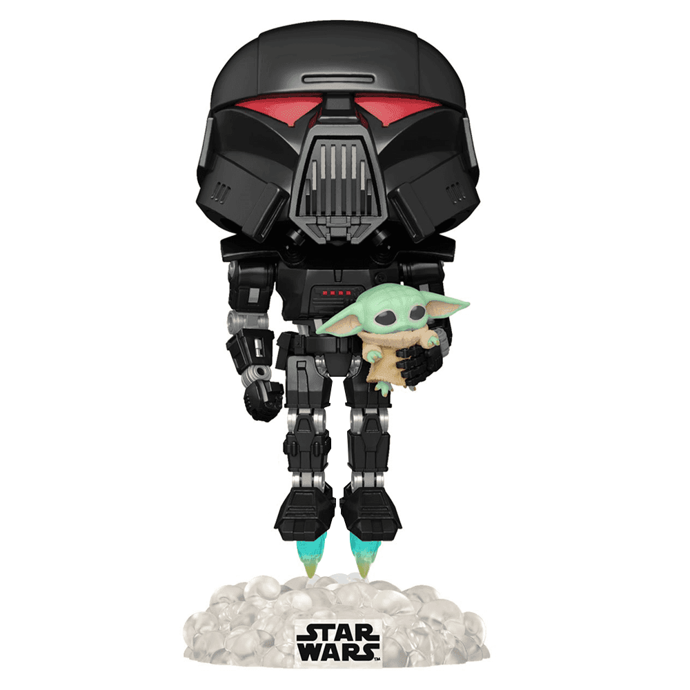 Funko POP! The Mandalorian - Dark Trooper with Grogu (Glow in the Dark) Vinyl Figure Entertainment Earth Exclusive - 