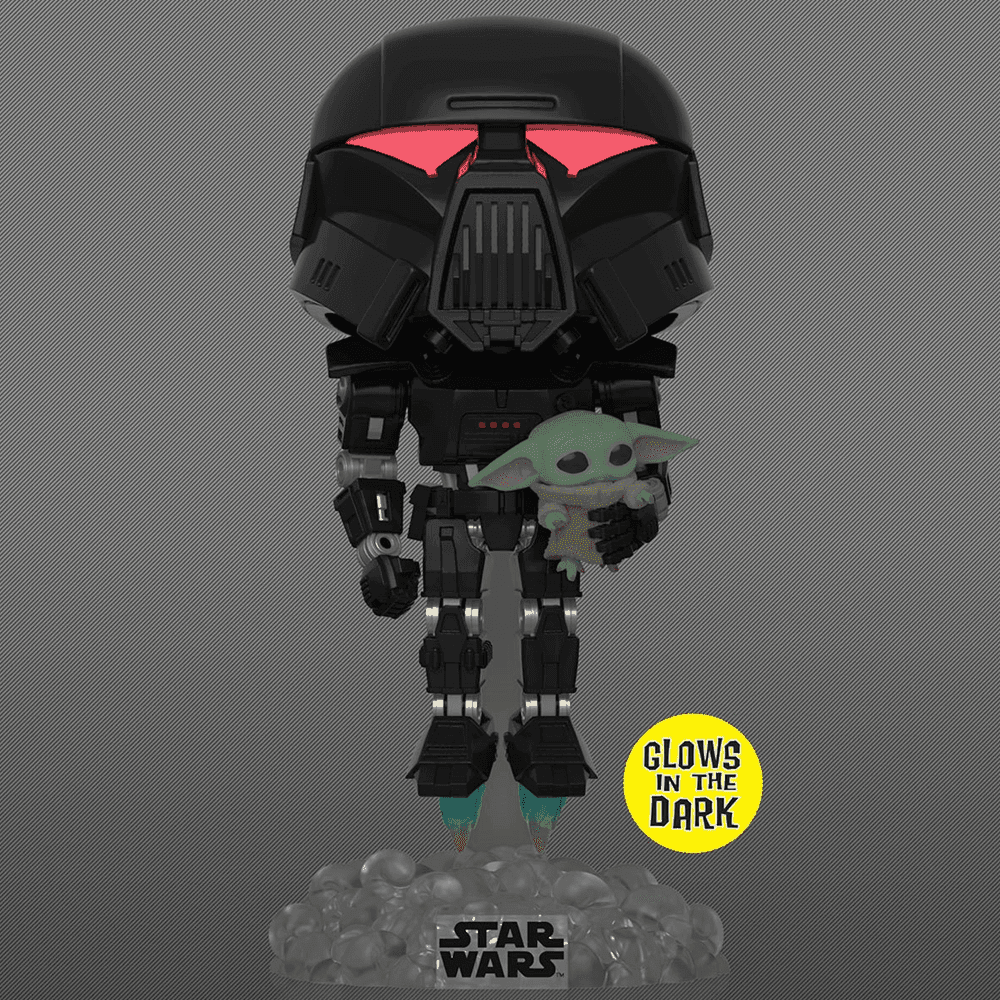 Funko POP! The Mandalorian - Dark Trooper with Grogu (Glow in the Dark) Vinyl Figure Entertainment Earth Exclusive - 