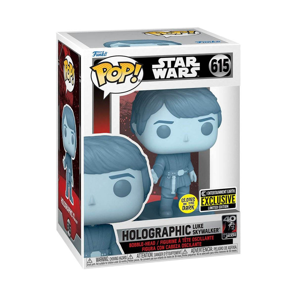 Funko Pop! Star Wars Return of the Jedi 40th - Holographic Luke Skywalker Glow-in-the-Dark Entertainment Earth Exclusive - 