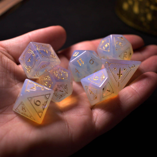 Fabled Mark Opalite Stone Dice Set 'PRE-ORDER | SPRING EVENT DEAL' - 
