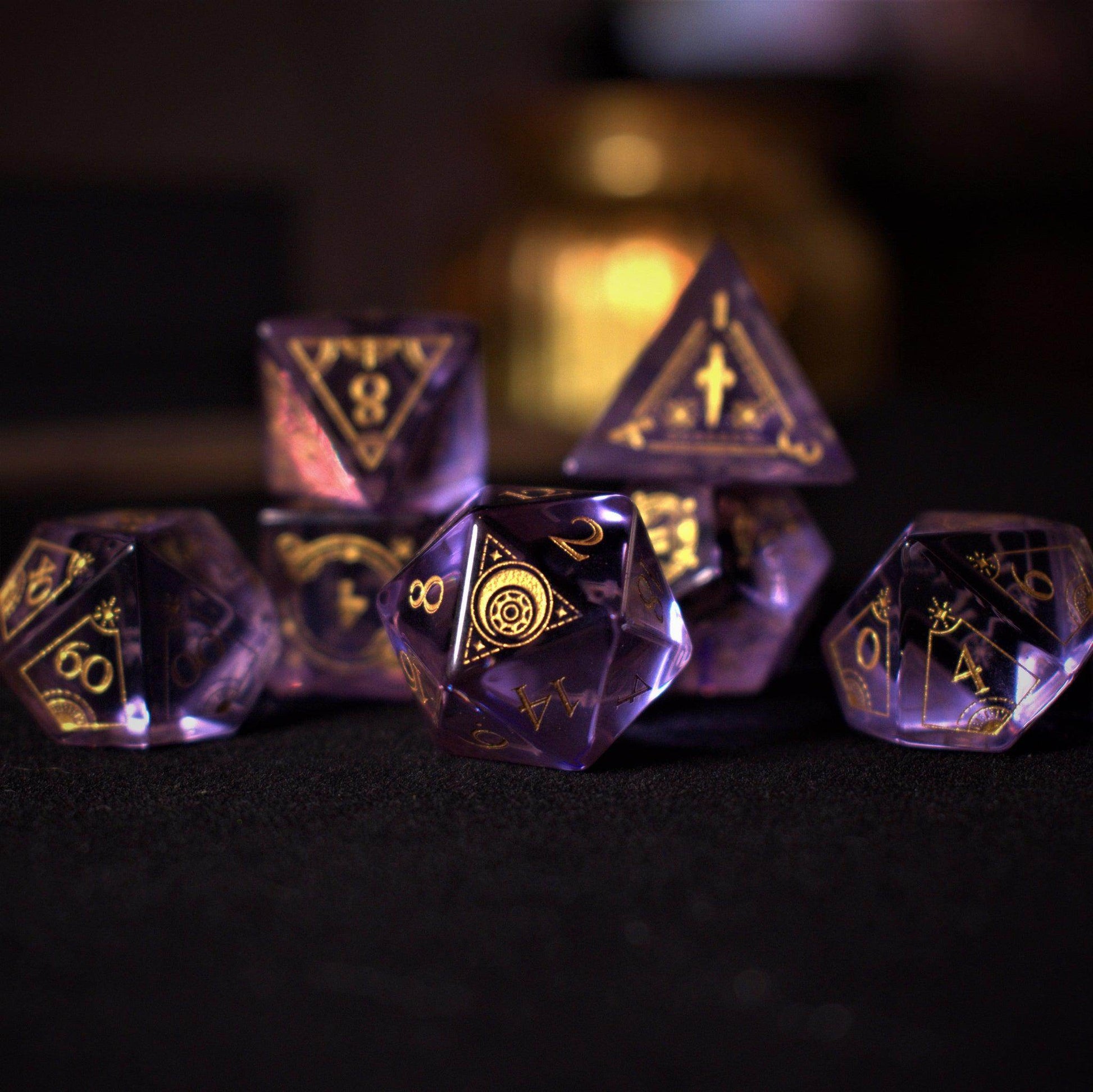 Fabled Mark Purple Glass Dice Set 'PRE-ORDER | SPRING EVENT DEAL' - 
