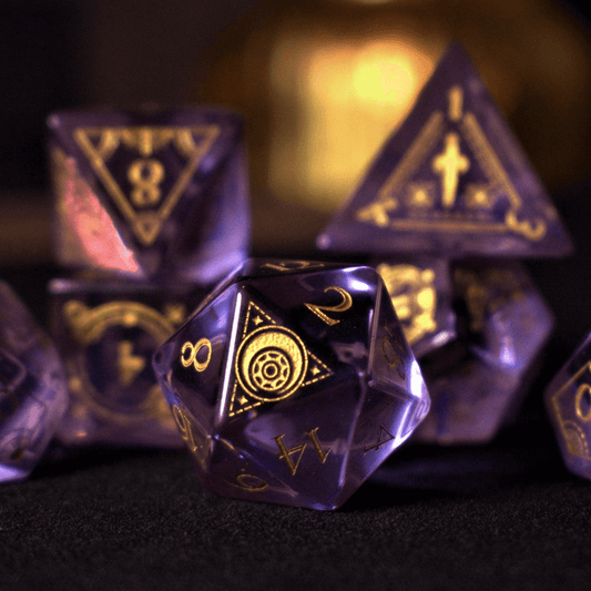 Fabled Mark Purple Glass Dice Set 'PRE-ORDER | SPRING EVENT DEAL' - 