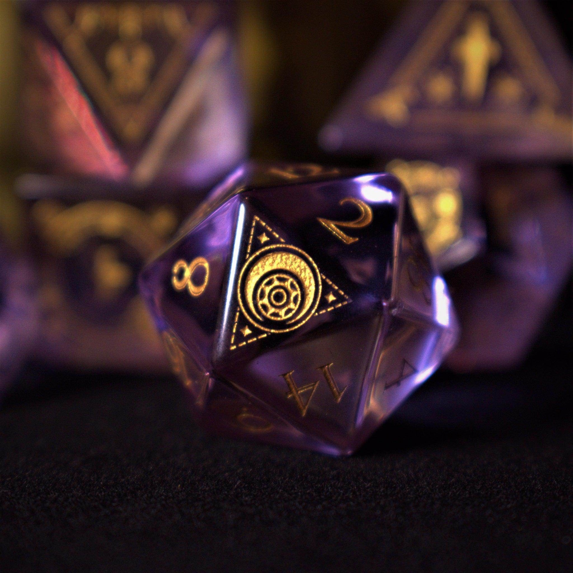 Fabled Mark Purple Glass Dice Set 'PRE-ORDER | SPRING EVENT DEAL' - 