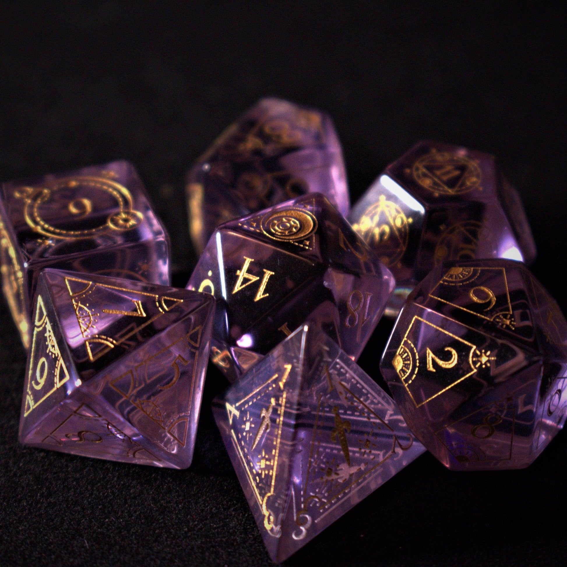Fabled Mark Purple Glass Dice Set 'PRE-ORDER | SPRING EVENT DEAL' - 