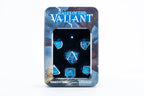 Tales of the Valiant Metal Dice Set: Silver w/ Light Blue Enamel