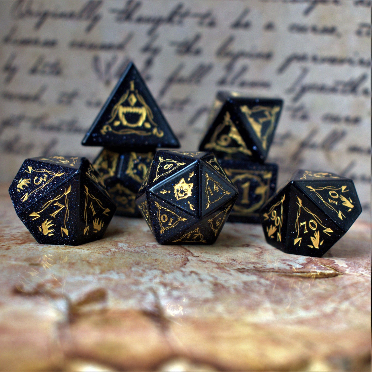 Fangs of Winter Blue Sandstone Stone Dice Set - 