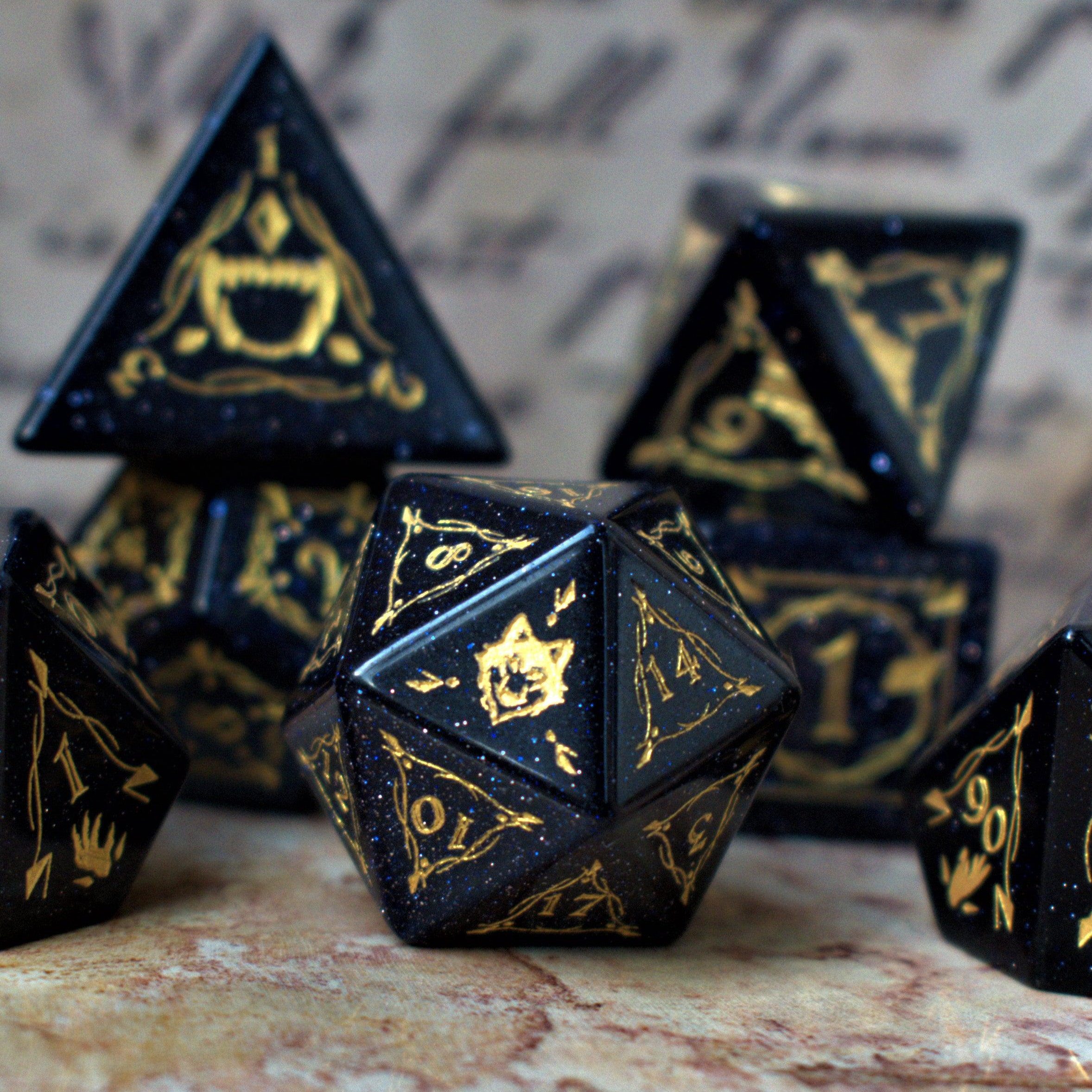 Fangs of Winter Blue Sandstone Stone Dice Set