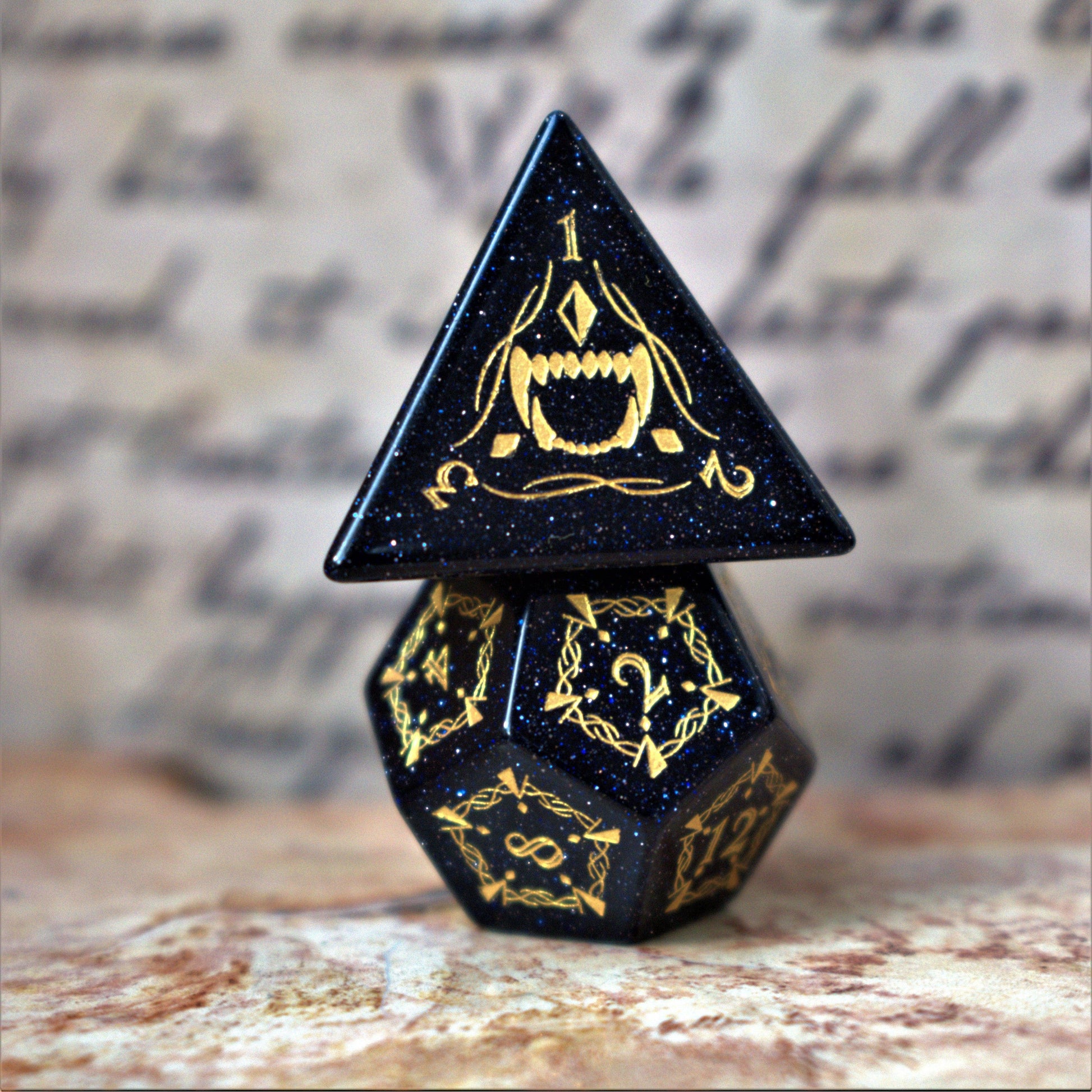 Fangs of Winter Blue Sandstone Stone Dice Set - 