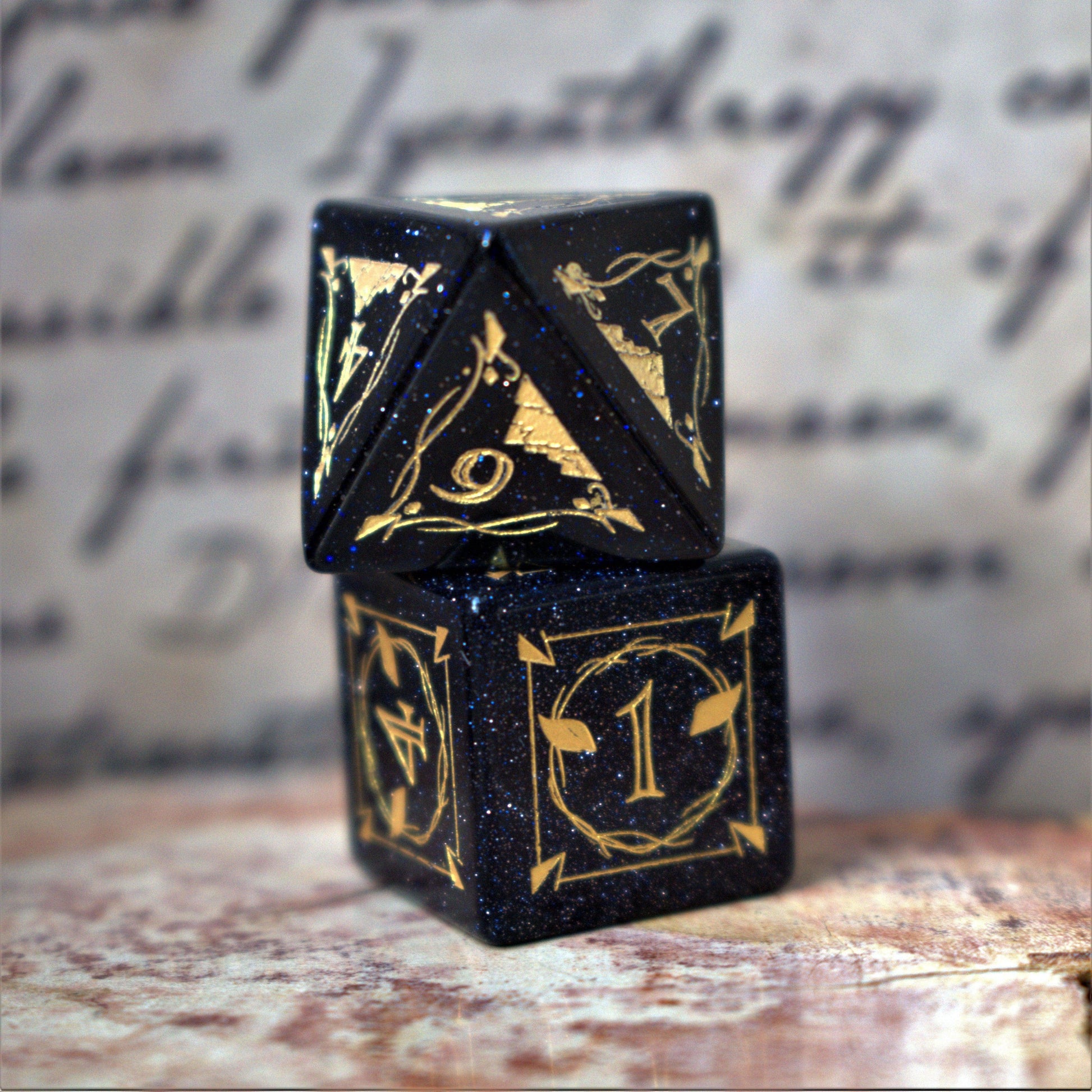 Fangs of Winter Blue Sandstone Stone Dice Set - 