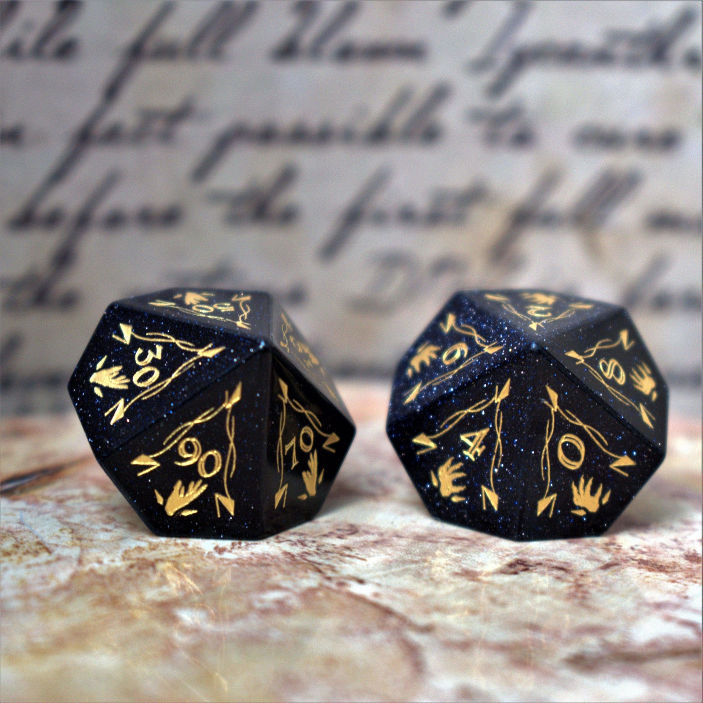 Fangs of Winter Blue Sandstone Stone Dice Set - 