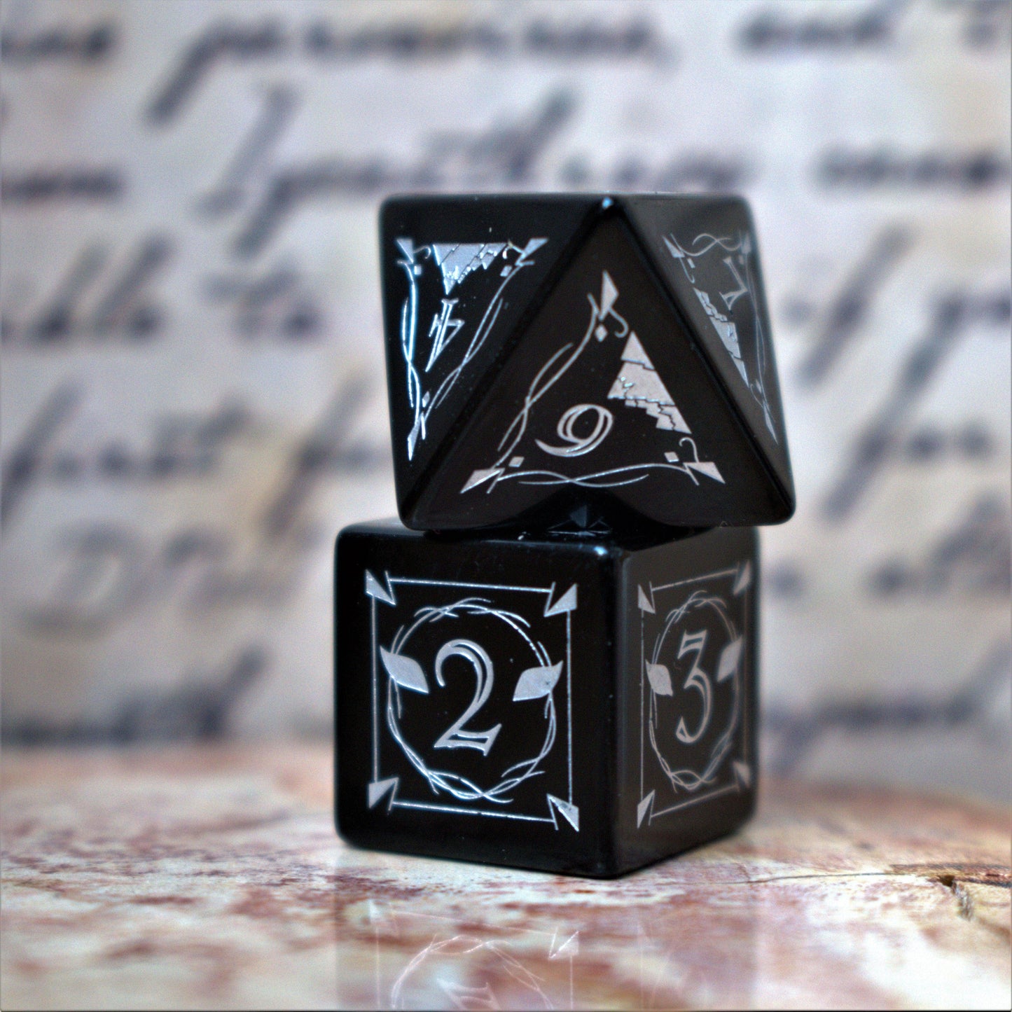 Fangs of Winter Obsidian Stone Dice Set 'PRE-ORDER | SPRING EVENT DEAL' - 