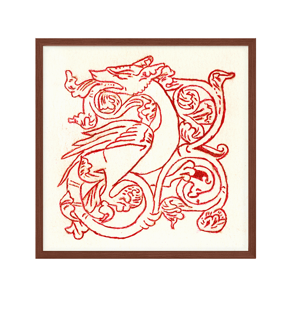 Beautiful Red Dragon Fine Art Print - 8x8 Inch - 