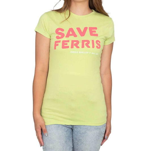 Ferris Bueller's Day Off Save Ferris Juniors Logo Green T-shirt - S