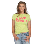 Ferris Bueller's Day Off Save Ferris Juniors Logo Green T-shirt - S