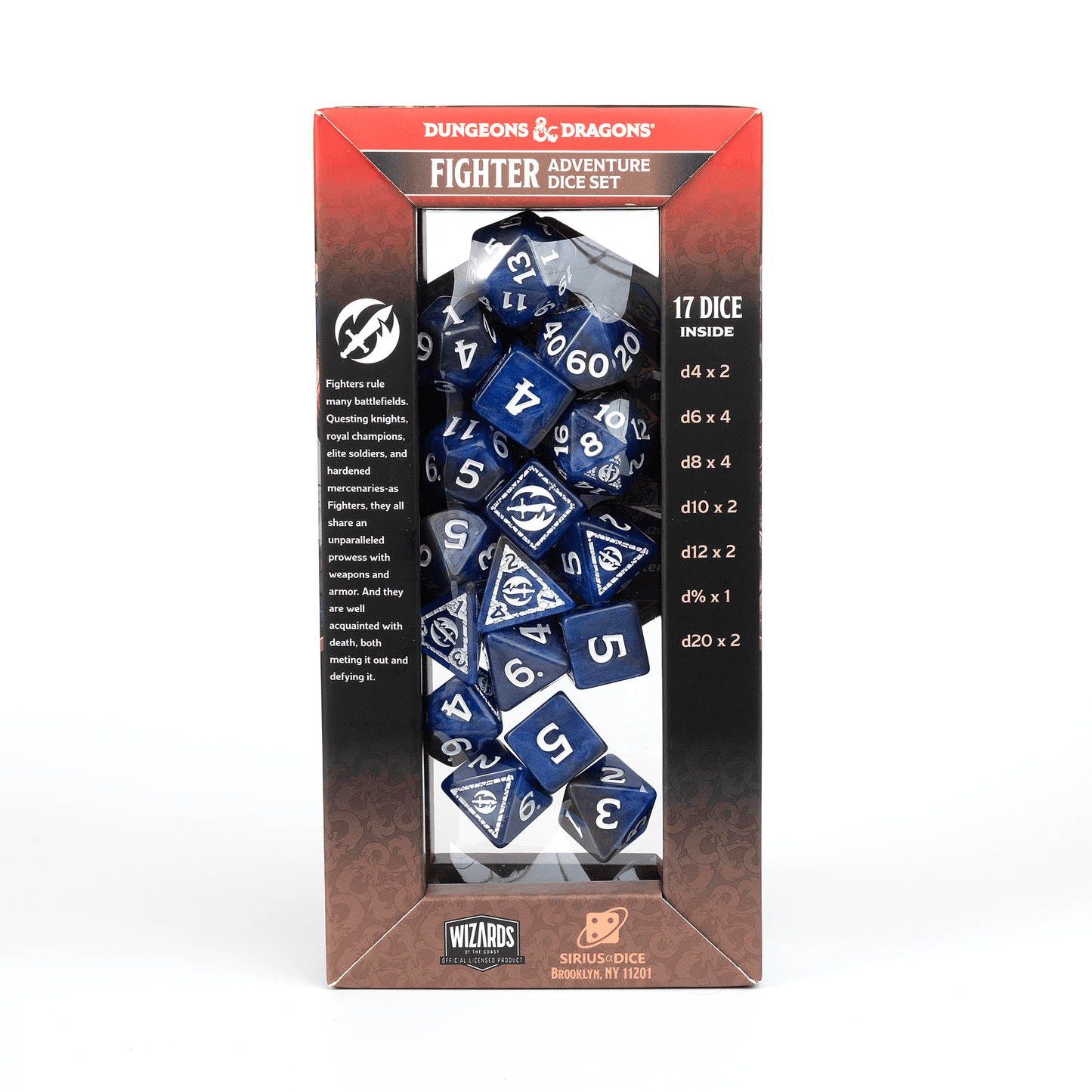 D&D Adventure Dice Set - Fighter Edition | Blue 17pc Collection - 