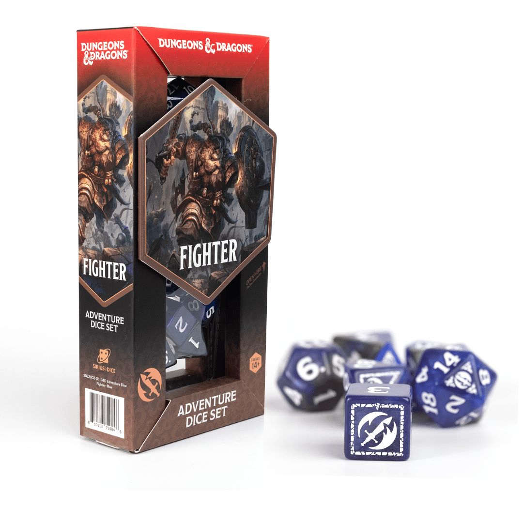 D&D Adventure Dice Set - Fighter Edition | Blue 17pc Collection - 