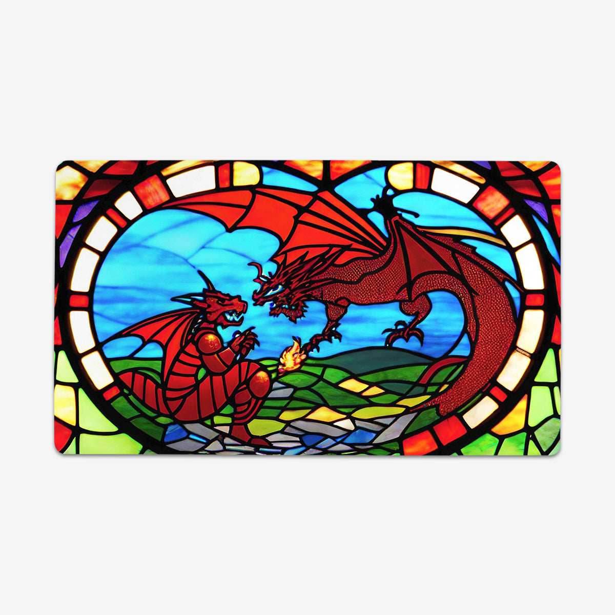 Two Dragon Stained Glass Playmat - Plain