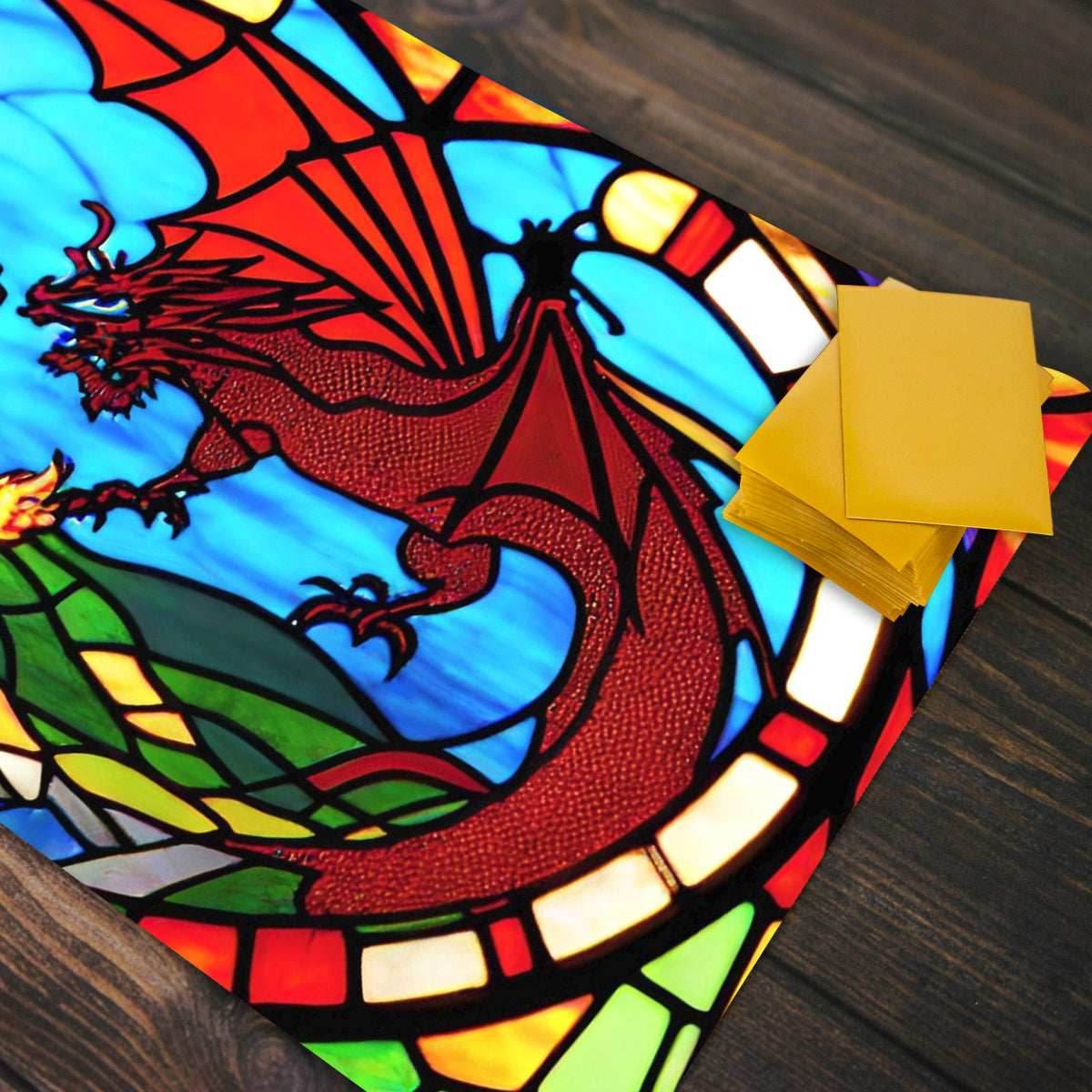 Two Dragon Stained Glass Playmat - Plain
