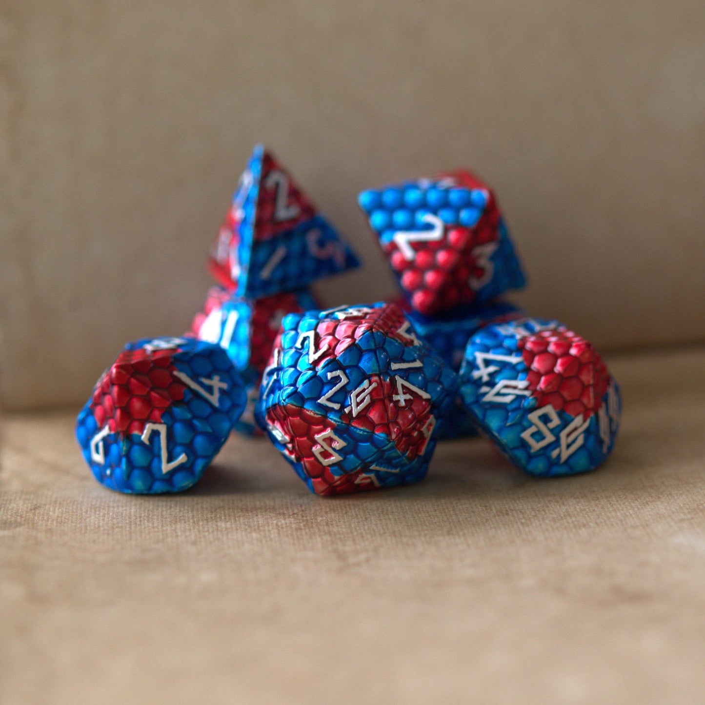Fire and Ice Dragon's Egg Metal Dice Set - 
