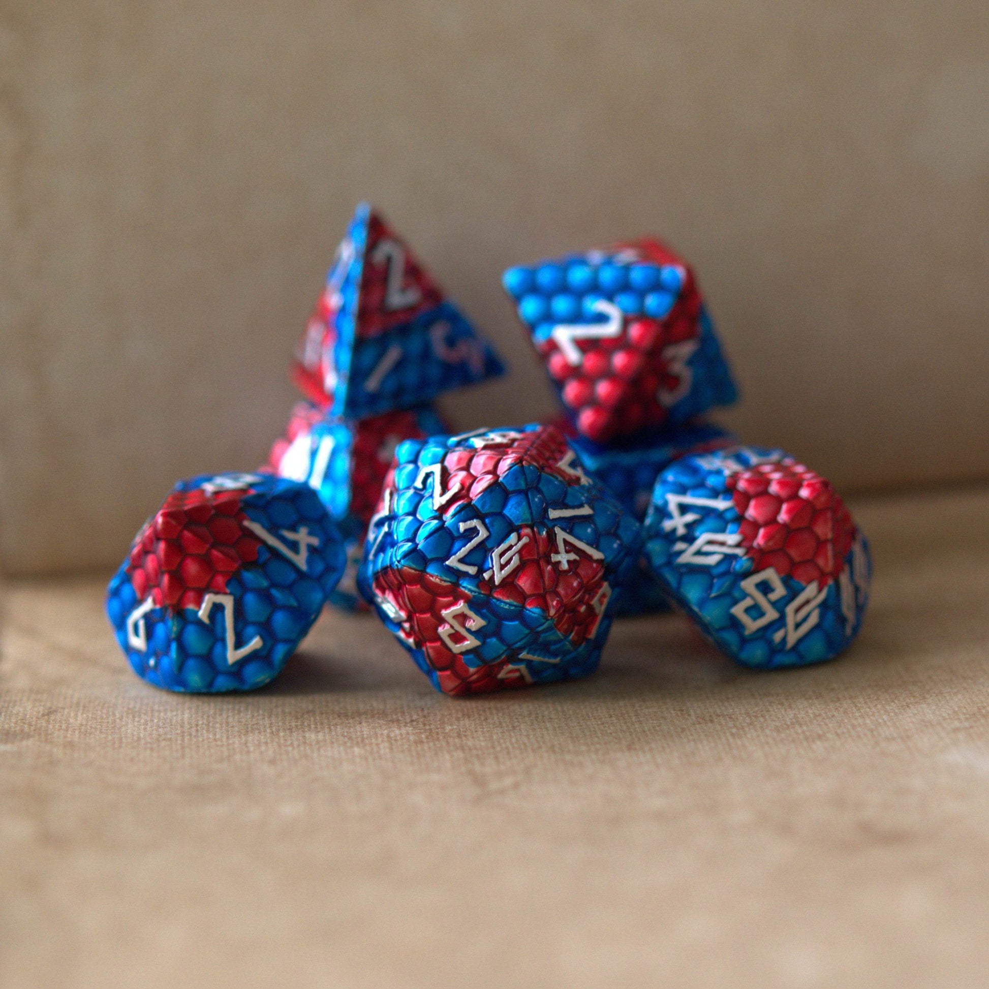 Fire and Ice Dragon's Egg Metal Dice Set - 