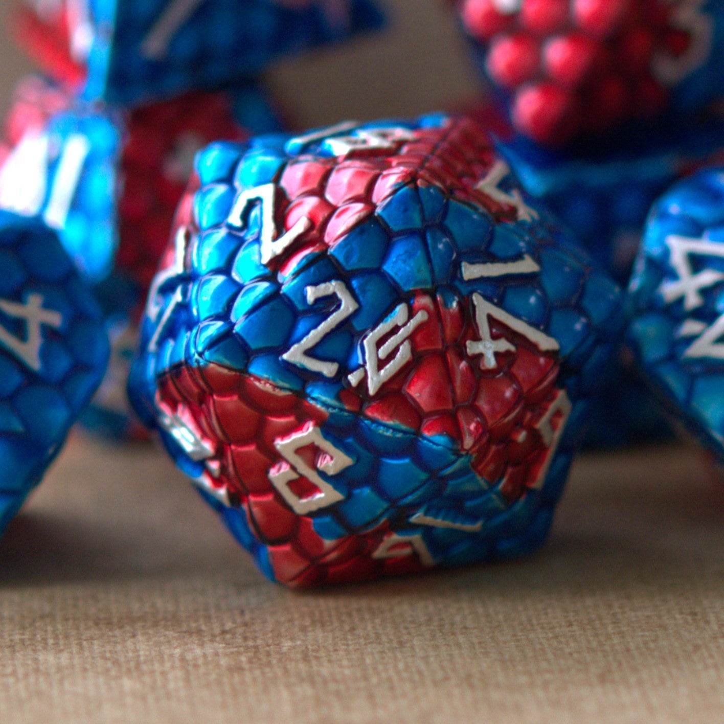Fire and Ice Dragon's Egg Metal Dice Set - 