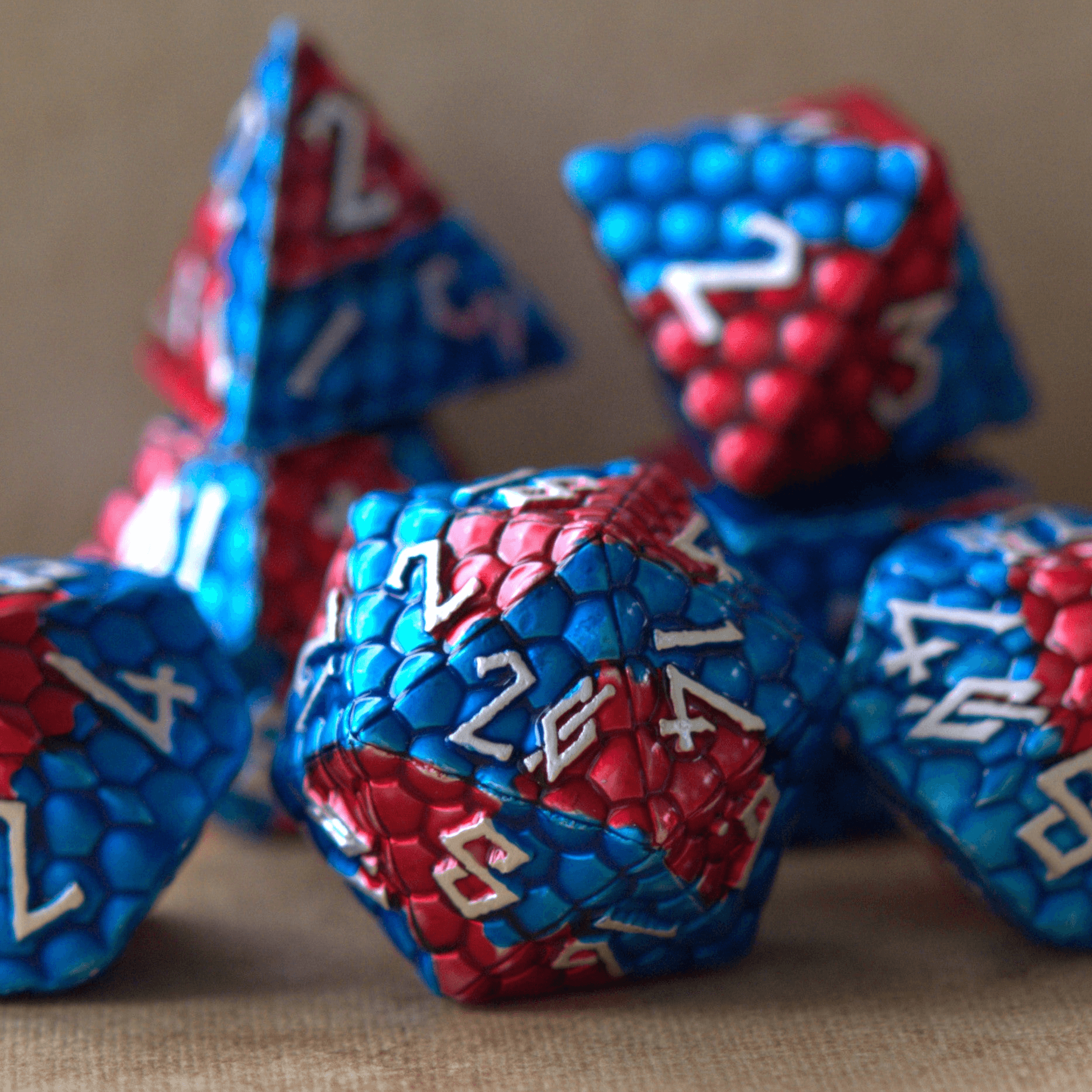 Fire and Ice Dragon's Egg Metal Dice Set - 