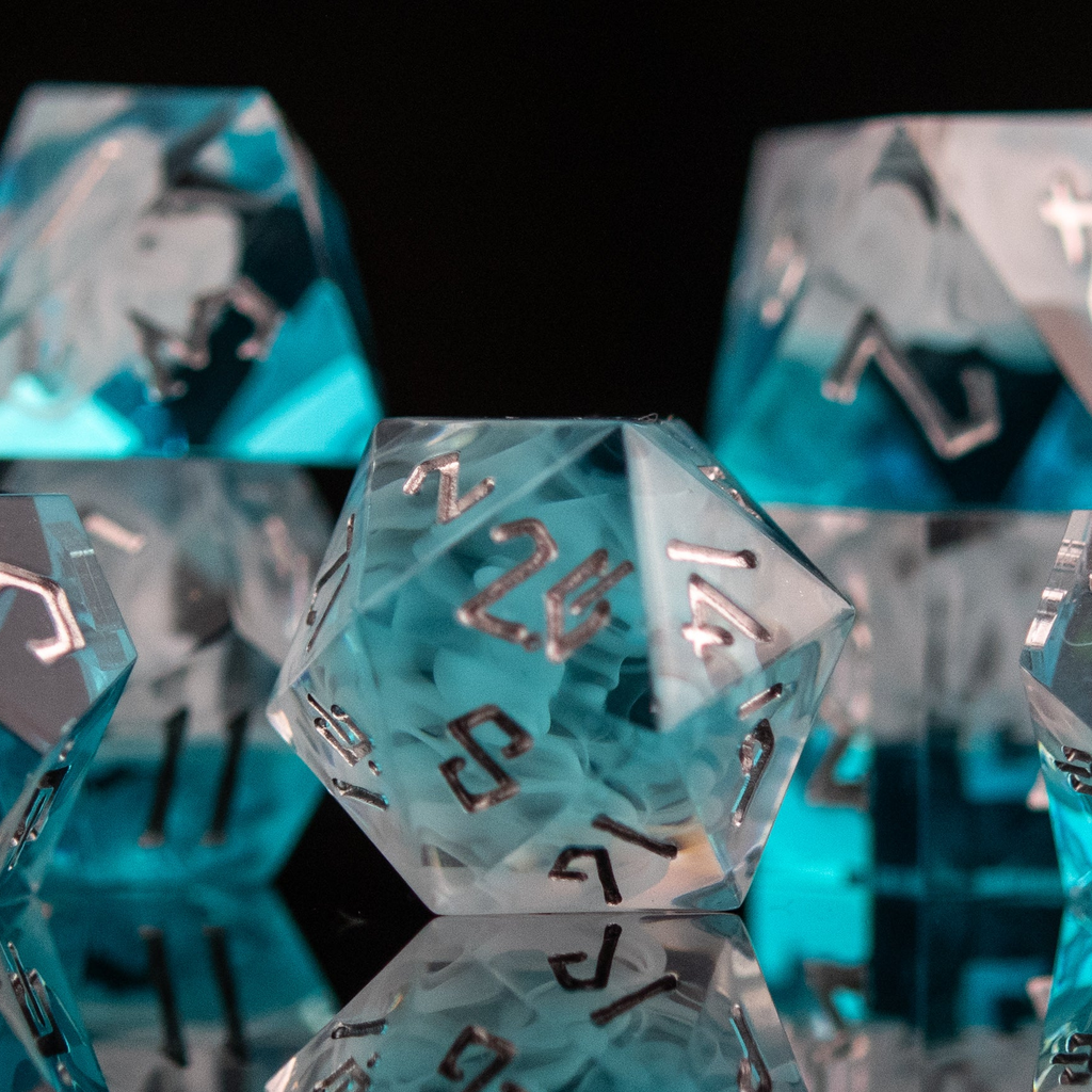 Fog Cloud Sharp-Edged Resin Dice Set